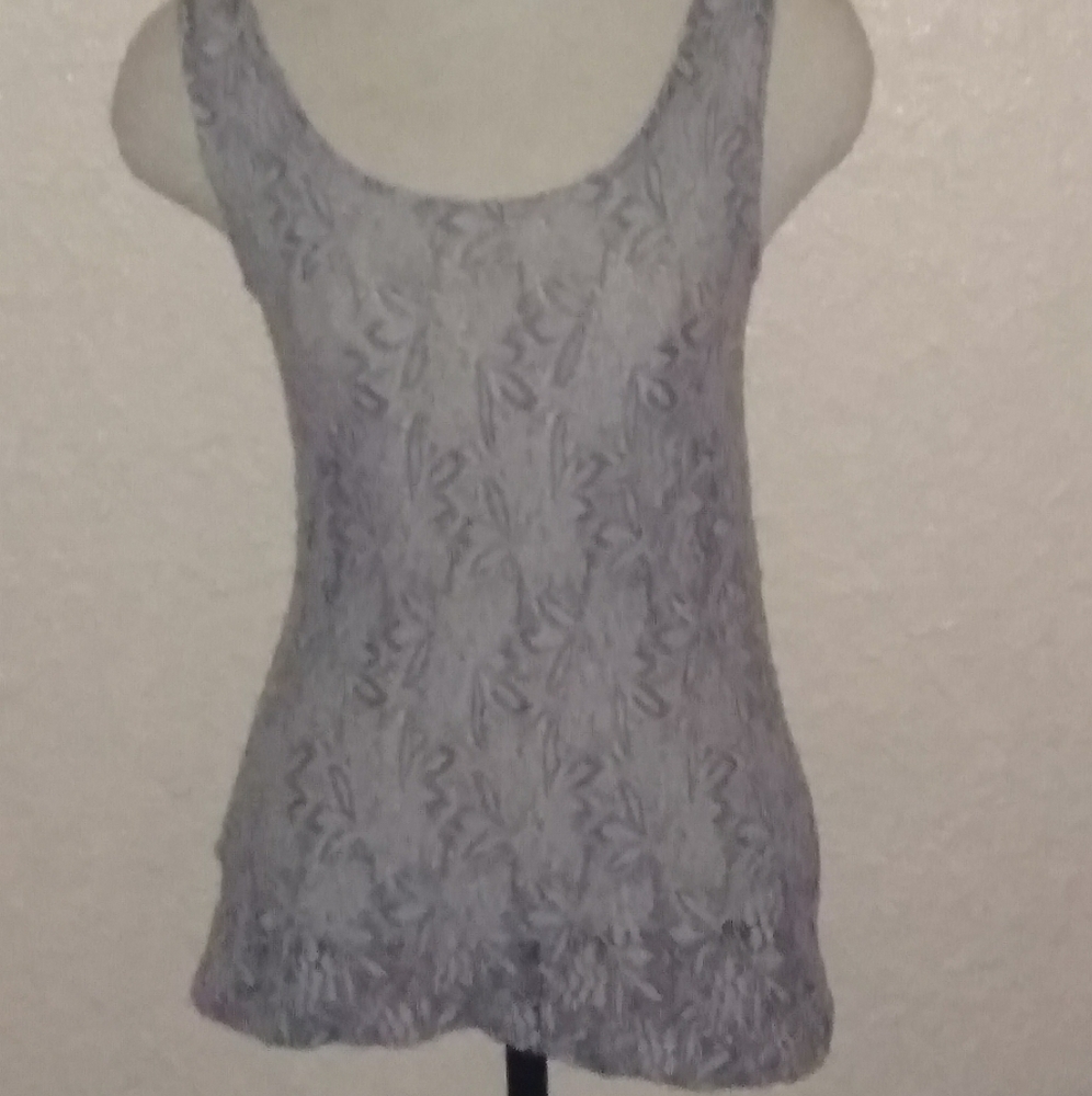 Romy Sheer Grey Lace Small Flattering Top w/detail